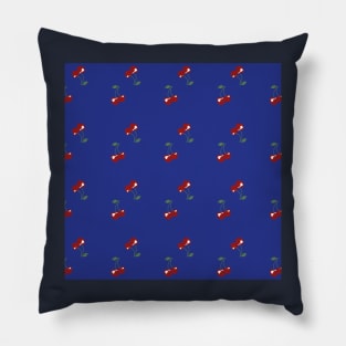 Cherries Blue Pillow