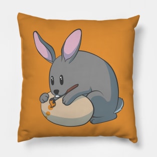 Egg painting gray Easter bunny Pillow