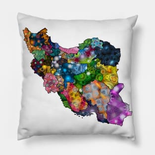 Spirograph Patterned Iran Counties Map Pillow