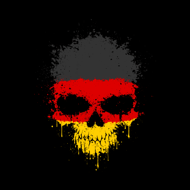 Chaotic German Flag Splatter Skull by jeffbartels