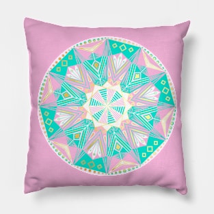 Mandala pink mint white gold Pillow