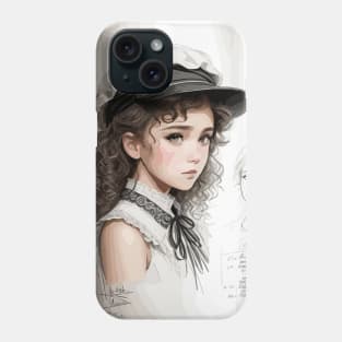 Pencil drawing. Portrait of a young lady Phone Case