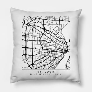 ST LOUIS MISSOURI BLACK CITY STREET MAP ART Pillow