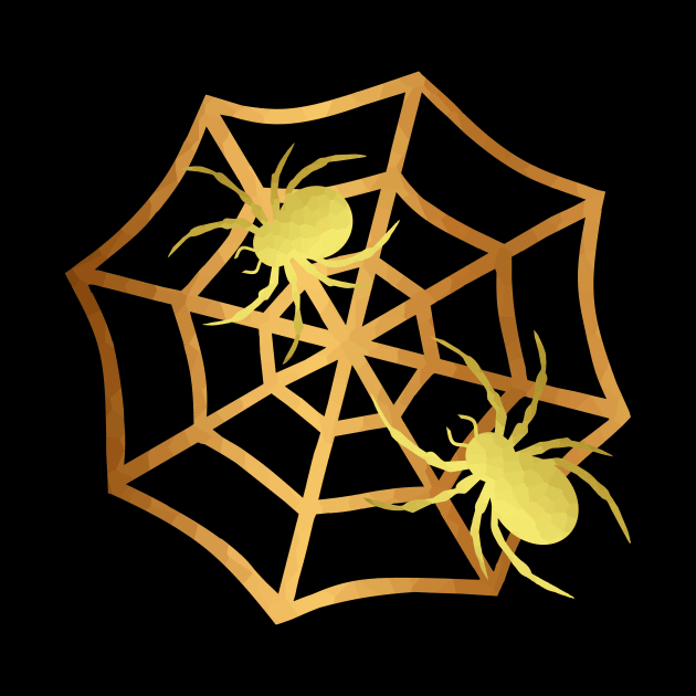 HAPPY Halloween Gold Spider Web by SartorisArt1