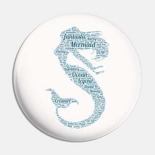 Mermaid Mystic Sea Life Text Word Cloud Pin