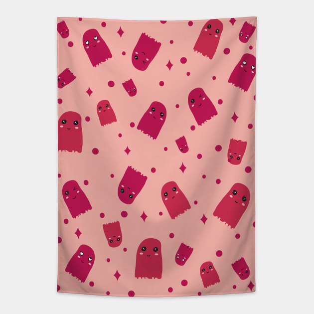 Raspberry sorbet Kawaii Cute Sweet Raspberry Sorbet Time pattern Tapestry by Day81