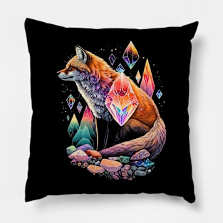 Esoteric Fox Pet Art Crystals Cute Illustration Design Pillow