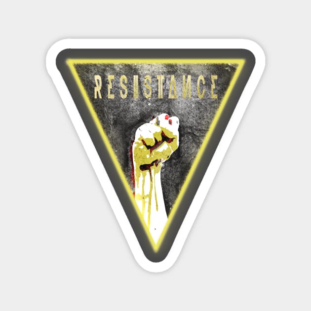 Resistance Yellow Grunge Fist Magnet by FenrisForrest