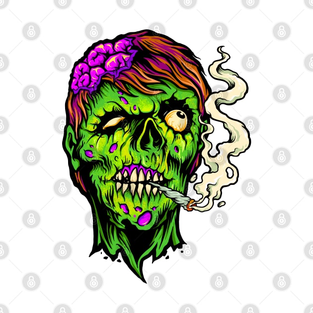 Brains and Weed - Happy Halloweed Trippy Zombie by PosterpartyCo