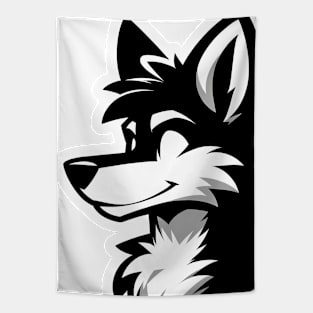 Simple Anthro Furry Wolf Silhouette V2 Tapestry