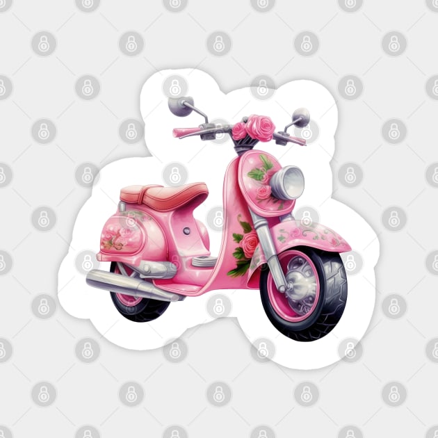 Pink Motorbike Magnet by Chromatic Fusion Studio