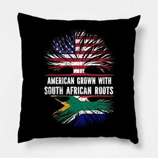 American Grown with South African Roots USA Flag Pillow