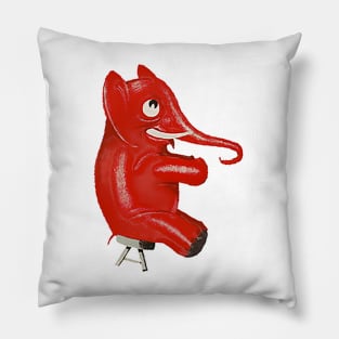 Red elephant sitting on a stool Pillow