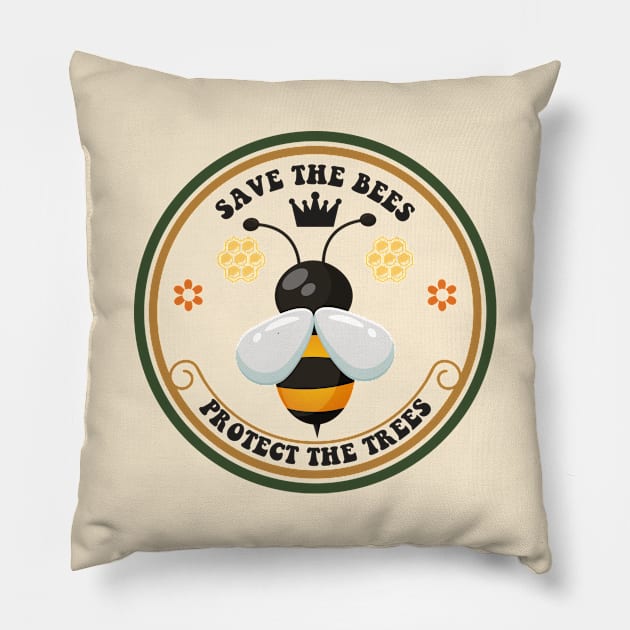 Save The Bees Pillow by Crisp Decisions