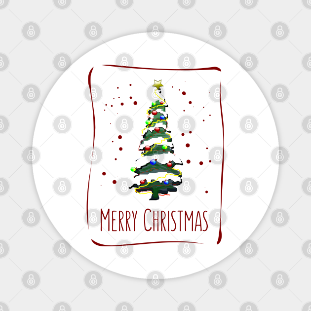 Christmas Card Day 2022 Christmas Tree In The Snow, Greeting Card, Christmas Card, Merry Christmas  Lettering, Happy New Year 2022 - Christmas Day - Magnet | Teepublic