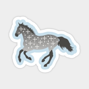 Winter Snowflake Dapple Gray Horse Magnet