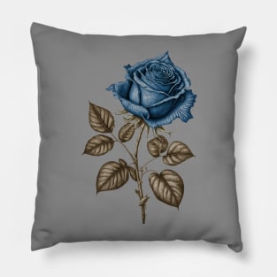 Blue Rose Drawing, Flower Drawing, Gift For Her Pillow