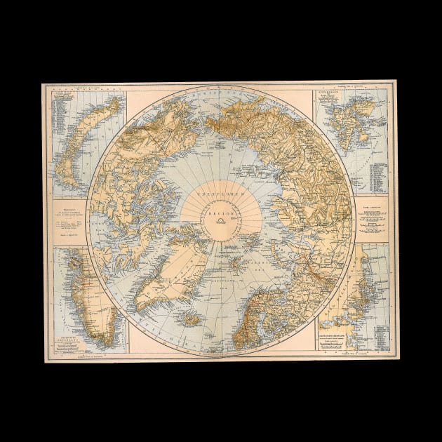 Antique Map of the Northern Regions at the North Pole by MasterpieceCafe