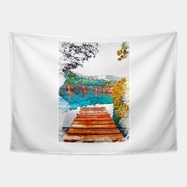 Blue Cove Athens USA Jetty Tapestry by ColortrixArt