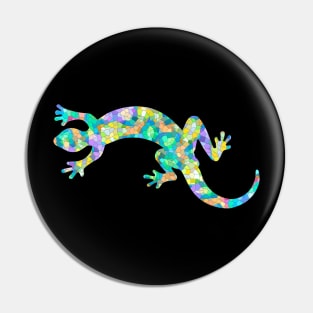 Mosaic Lizard Silhouette Art Pin