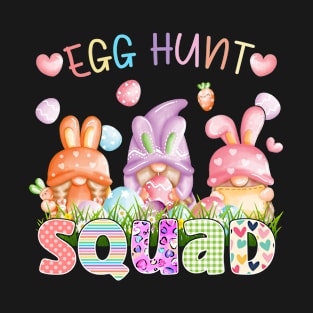 Egg Hunt Squad Funny Three Gnomes Easter Eggs Hunting T-Shirt