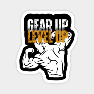 Gear Up Level Up Gym Motivational Magnet