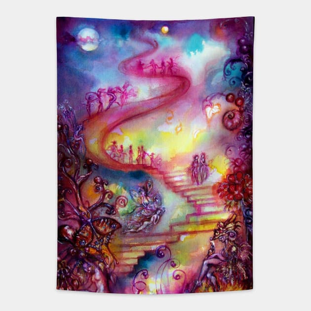 GARDEN OF THE LOST SHADOWS / MYSTIC STAIRS Tapestry by BulganLumini