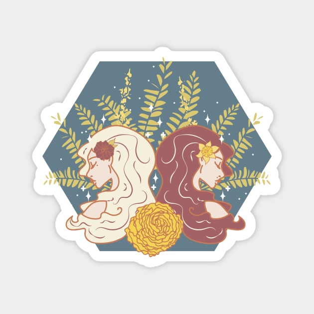 Gemini Twins (Navy) Magnet by VenusAndMoon