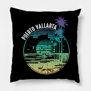 Puerto Vallarta Mexico Beach Palm Tree Vacation Pillow