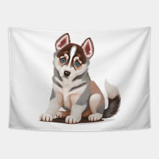 Cartoonish Siberian Husky Tapestry