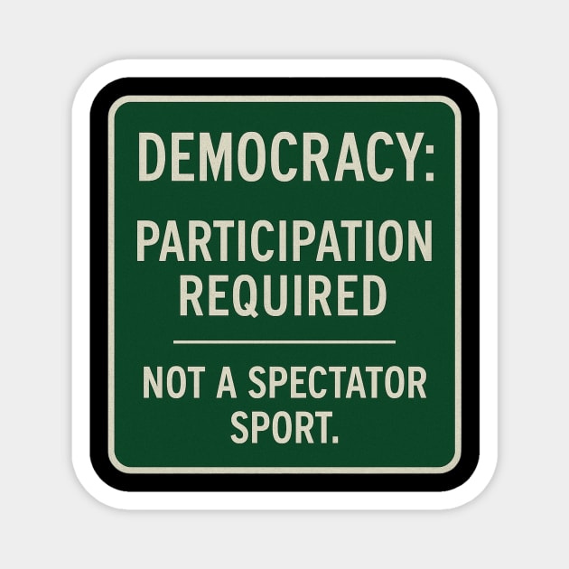 Democracy: Participation Required – Not a Spectator Sport Magnet by ArtistTee ⭐⭐⭐⭐⭐