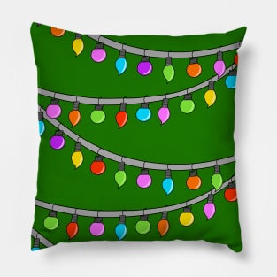 Colorful Rainbow Ornament String Lights Christmas Tree Design, made by EndlessEmporium Pillow