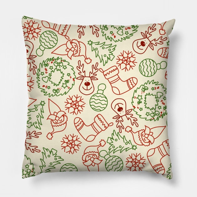 Christmas icons seamless pattern Pillow by Arch4Design