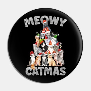 Meowy Catmas Santa Hat Cat Christmas Tree Pin