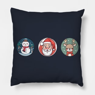 santa, reindeer, snowman. christmas pattern Pillow