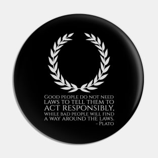 Ancient Greek Philosophy Plato Quote - Libertarian Pin