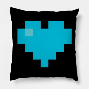 Simple Light Blue Pixel Heart Pillow