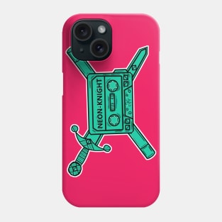 Neon Knight Cyan Cassette and Sword Crest Phone Case