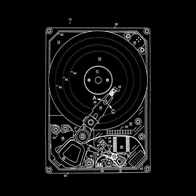 Hard Disk Drive Vintage Patent Drawing by TheYoungDesigns