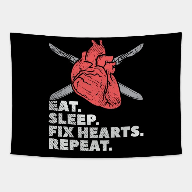 Eat Sleep Fix Hearts Repeat Tapestry by maxdax