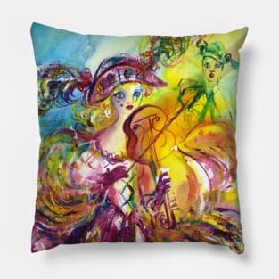 ARLECCHINA VIOLINIST / Venetian Carnival Night Pillow