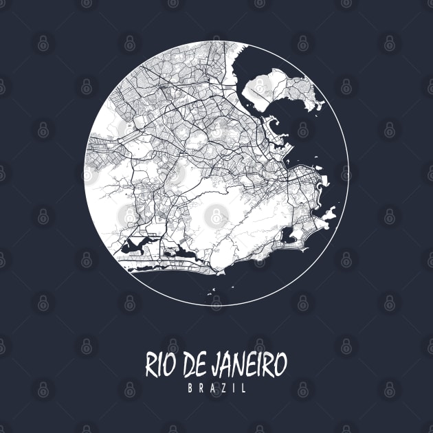 Rio de Janeiro, Brazil City Map - Full Moon by deMAP Studio