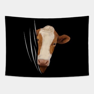 Cow Animal Coming From Inside Tapestry