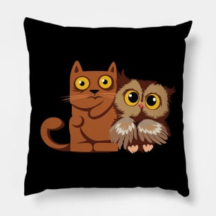 A Cat & An Owl Pillow