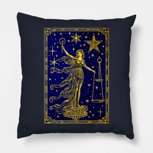 Beautiful Celestial Justice Tarot Card Art Tee: Divine Harmony Pillow