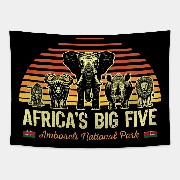 Africa's Big Five Safari | Leopard Rhino Elephant Buffalo Lion | Big 5 Africa | Amboseli National Park Tapestry by BraaiNinja