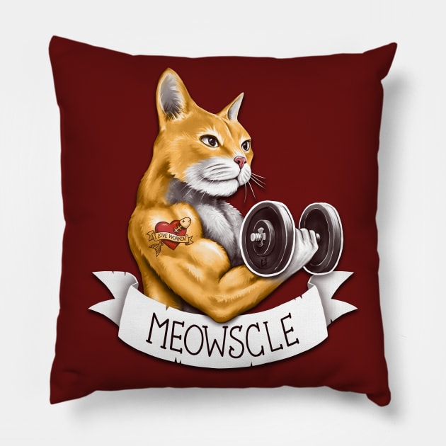 Meowscle Pillow by c0y0te7