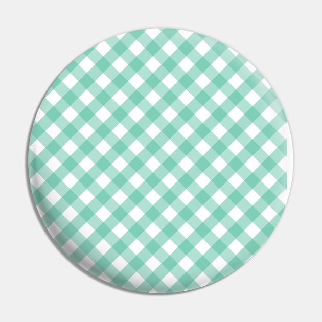 Mint Green and White Check Gingham Plaid Pin by squeakyricardo