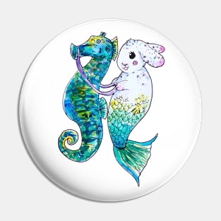 Seahorse Riding Mermaid Bunny Pin