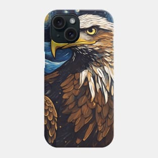 Portrait of Eagle Animal Painting in a Van Gogh Starry Night Art Style Phone Case